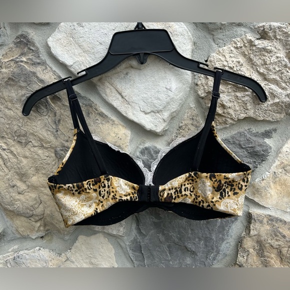 Victorias Secret Very Sexy Push Up Bra Size 34C Leopard Print Lace Rhinestones - Picture 3 of 4